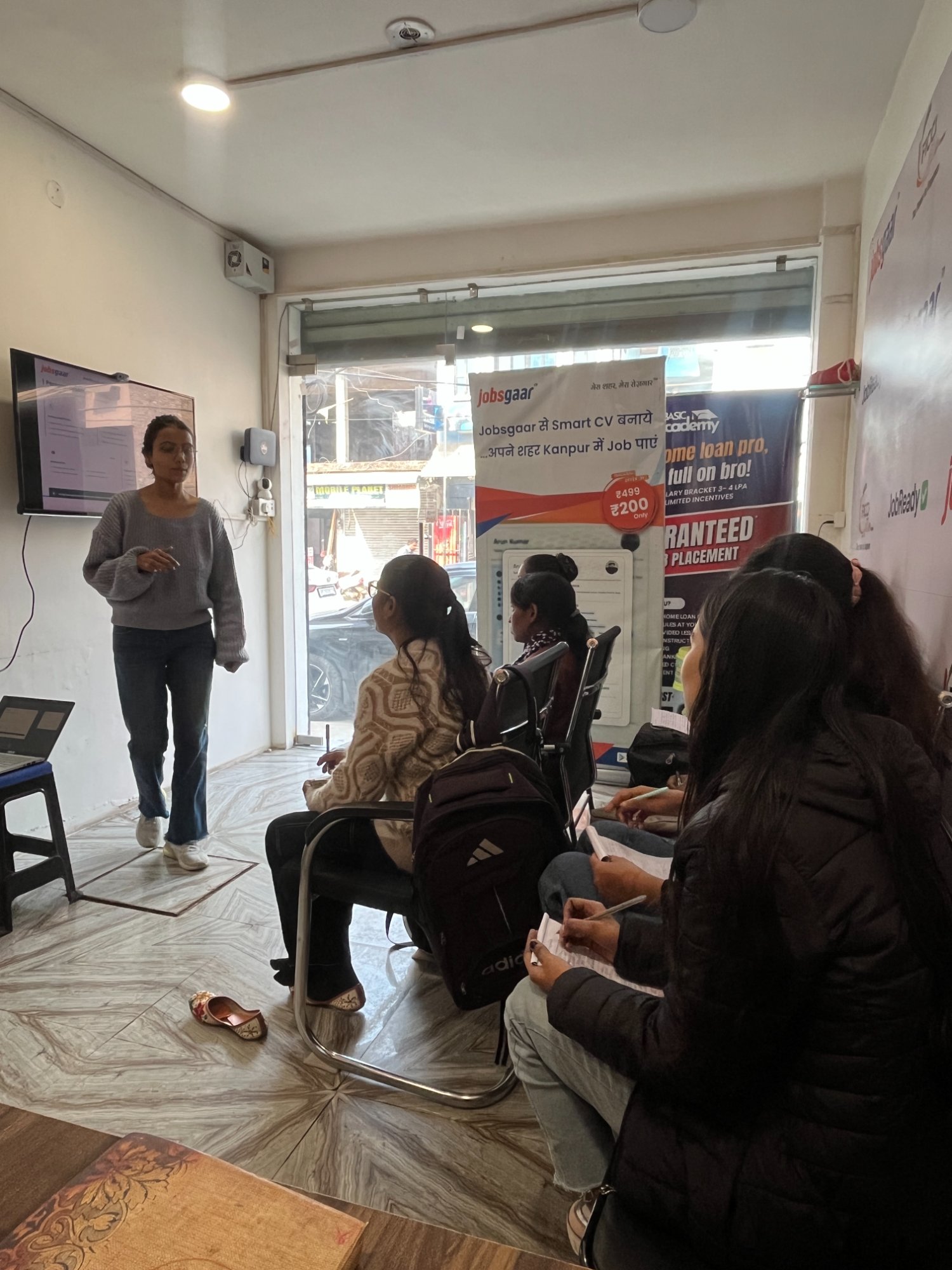 Students attending JobReady offline training at Jobsgaar Kanpur career centre